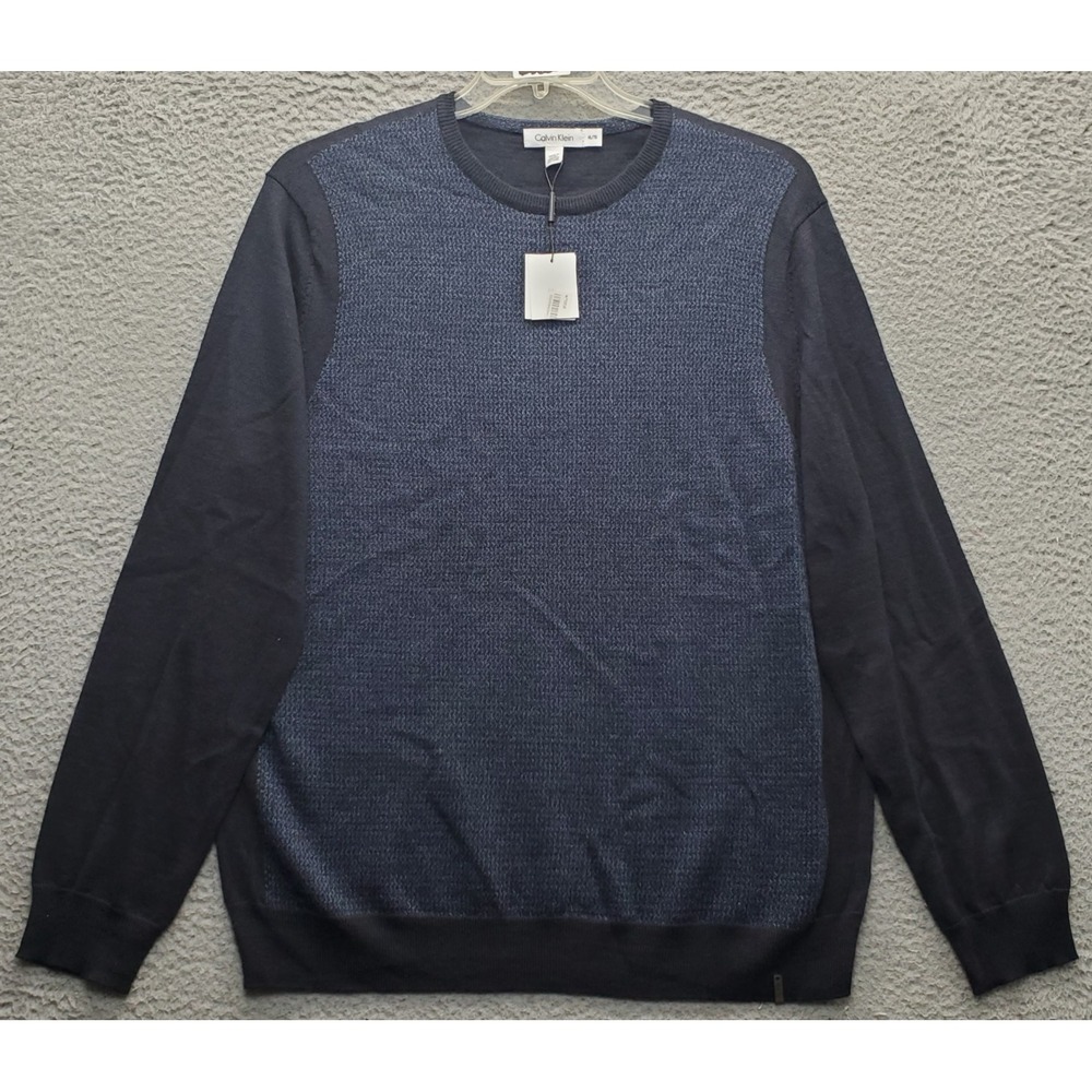 Calvin Klein Sweater Mens XL Multi Merino‎ Wool Long Sleeve Crew Neck Pullover
